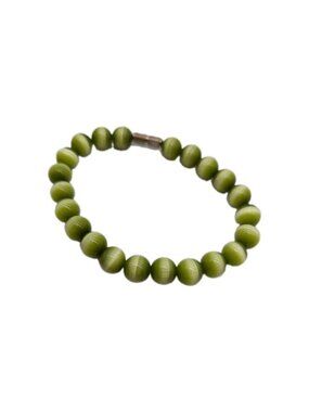 Green Cats Eye Bracelet Barrel Clasp
